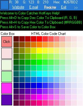 Main Screen with free HTML Color Code Chart